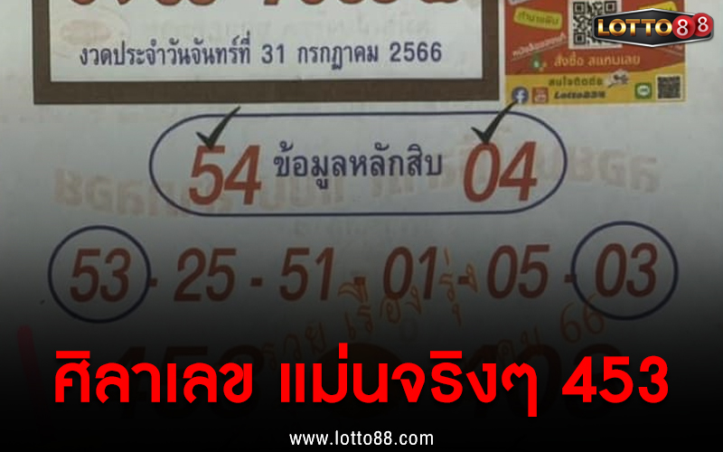 ศิลาเลข แม่นจริงๆ เลขท้าย 3 ตัว รางวัลที่ 1 งวด 31 ก.ค.66